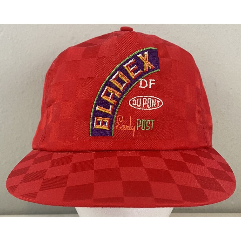 Vintage Reminders Bladex DF DuPont Red Checkered Snapback Hat Made in USA